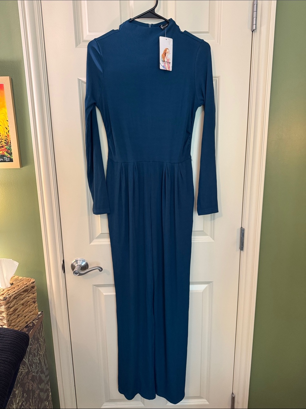 NWT Long Sleeve Wide Legged Jump Suit Deep Teal